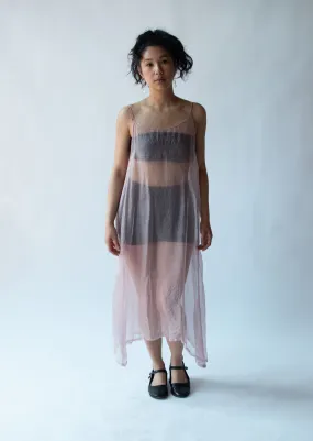 1990s Pale Pink Chiffon Slip Dress