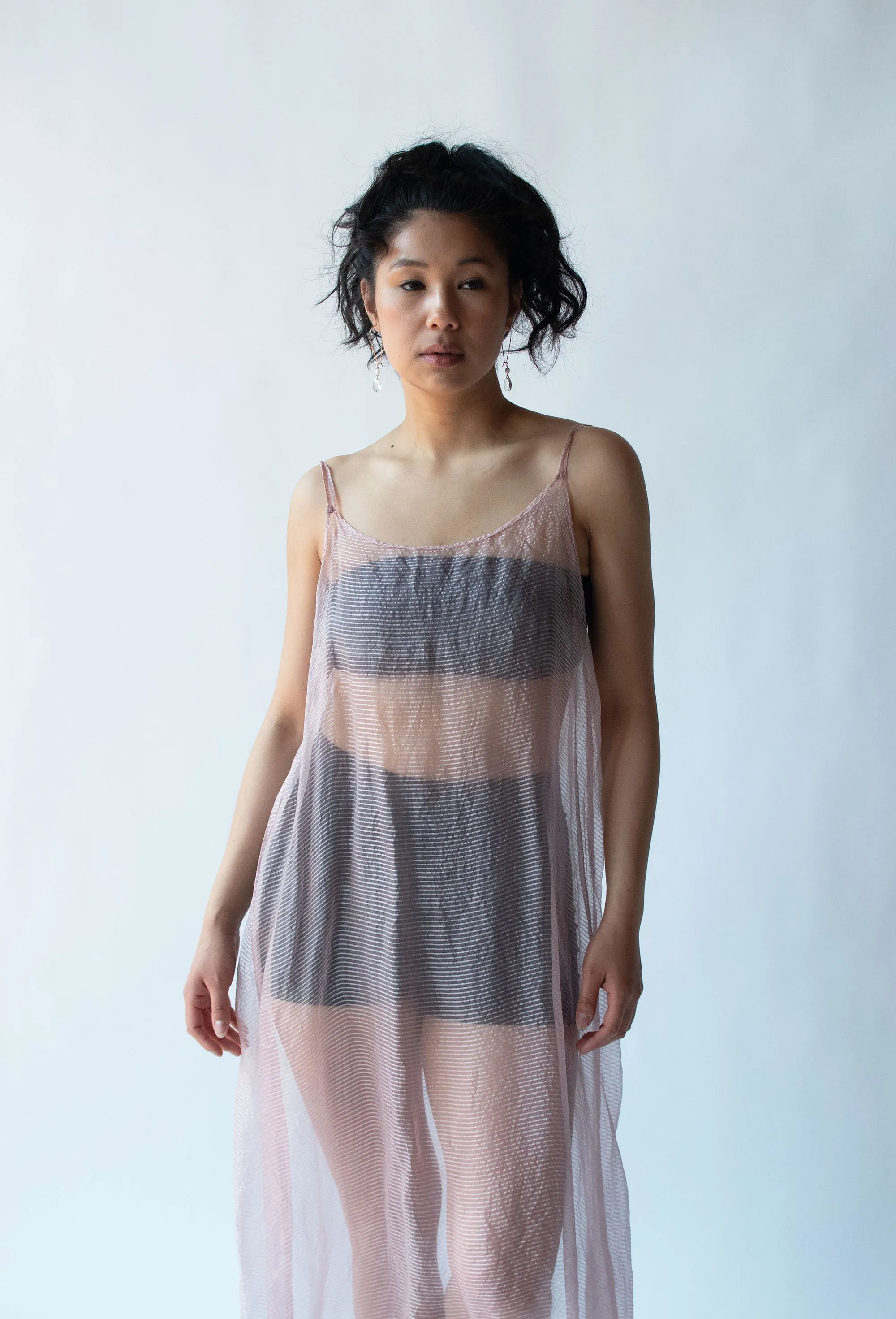 1990s Pale Pink Chiffon Slip Dress