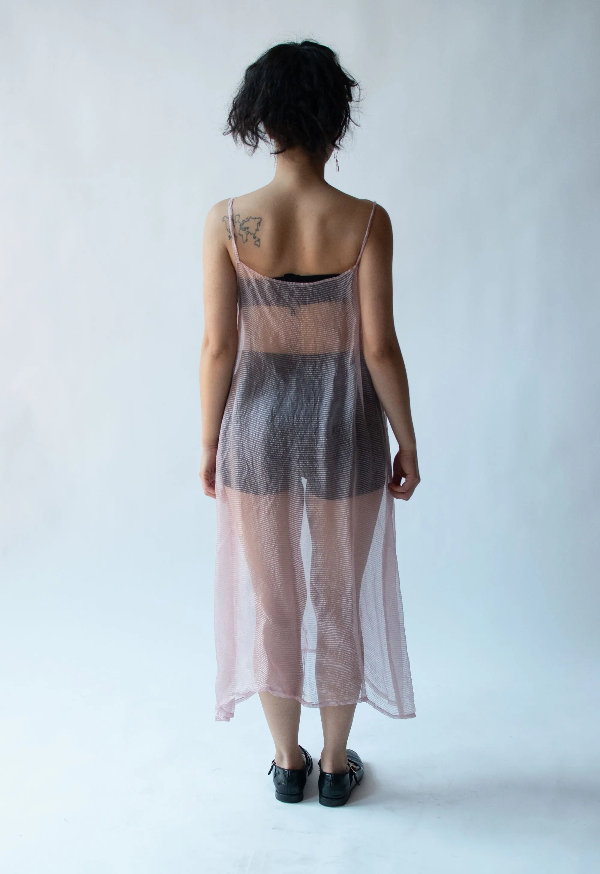 1990s Pale Pink Chiffon Slip Dress