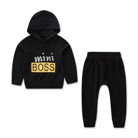 2 Pcs Boys Cotton Letter Print Long Sleeves Hoodies And Pants Casual Set