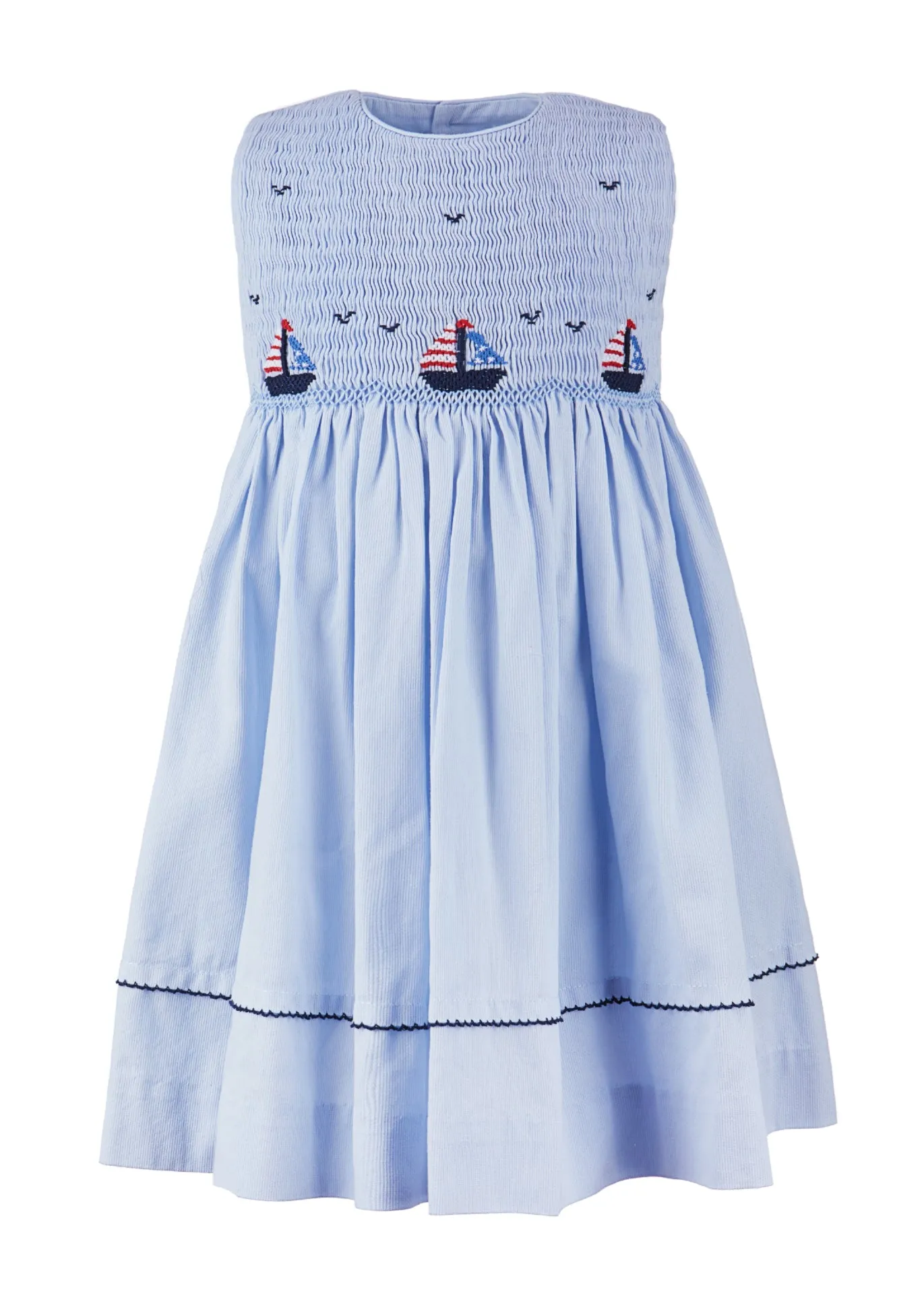 20031T-Smocked Freedom Boats Blue Toddler & Youth Girl Dress