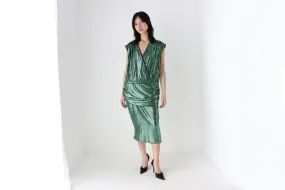 80s Australian Designer Metallic Green Party Dress