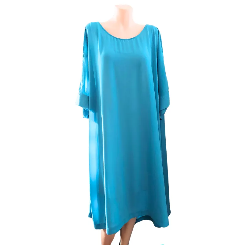 Advocado teal blue chiffon dress, size L/XL, 22-24