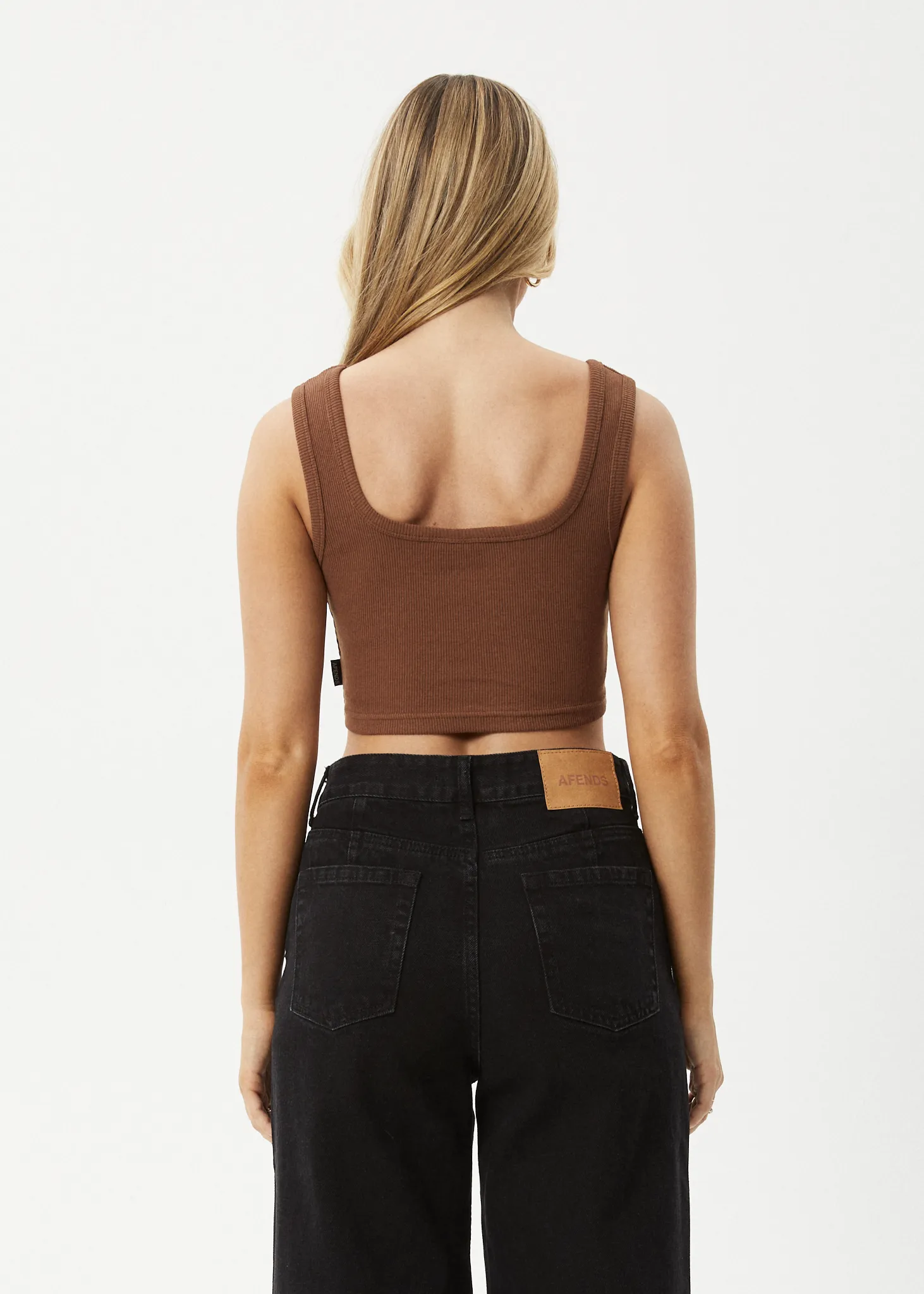 AFENDS Womens Chia - Ribbed Cropped Singlet - Toffee