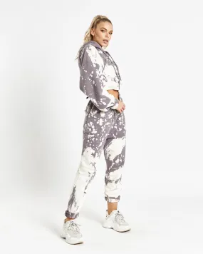 Alaska Cropped Hoodie In Light Grey Bleach Wash