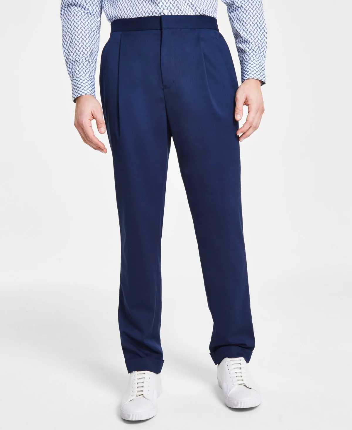 Alfani Mens Modern fit Dress Pants 36 / 32 Blue Solid Stretch
