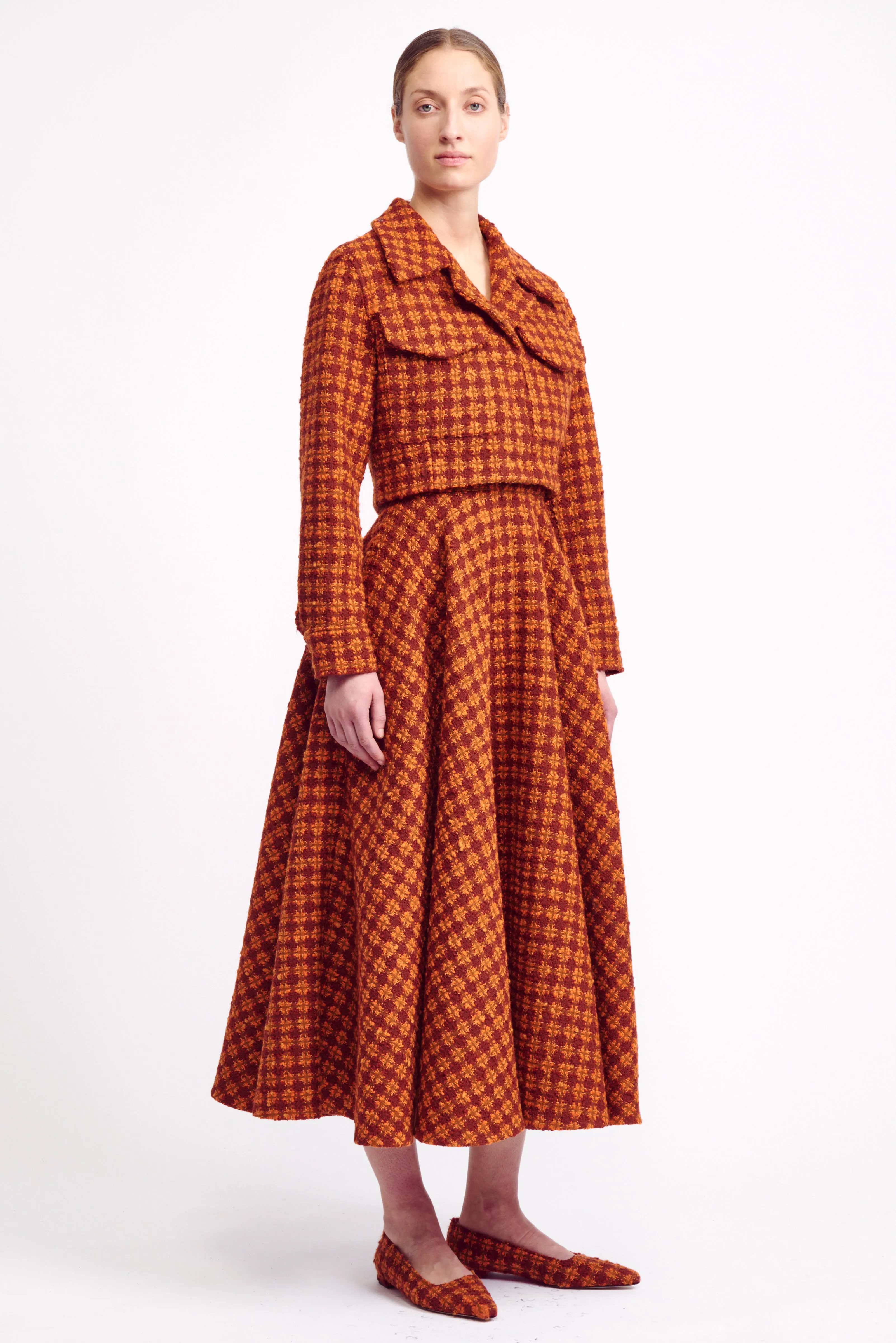 Anika Cropped Jacket in Rust & Mustard Heritage Wool