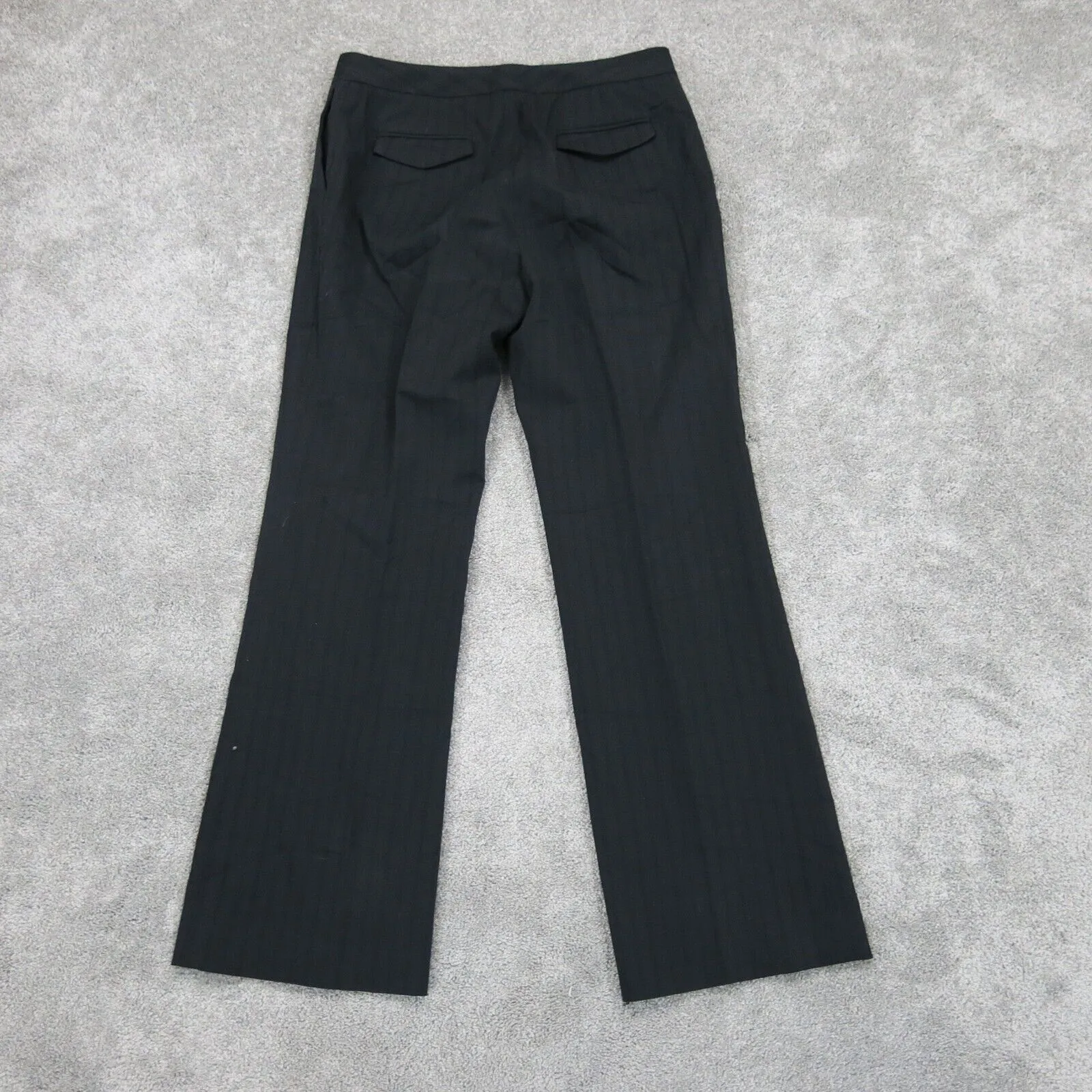 Ann Taylor Womens Striped Bootcut Leg Dress Pants Mid Rise Black Petite Size 4P