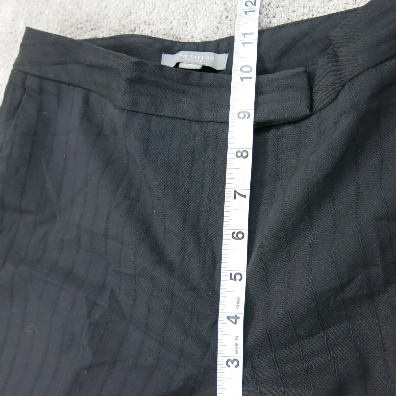 Ann Taylor Womens Striped Bootcut Leg Dress Pants Mid Rise Black Petite Size 4P
