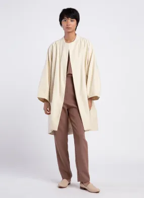 Arum Long Dropped Sleeve Zipper Coat in Off White (As Is)