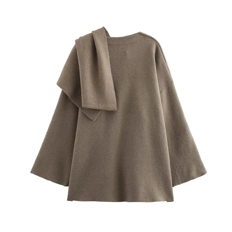 Asymmetric Scarf Padded Jacket