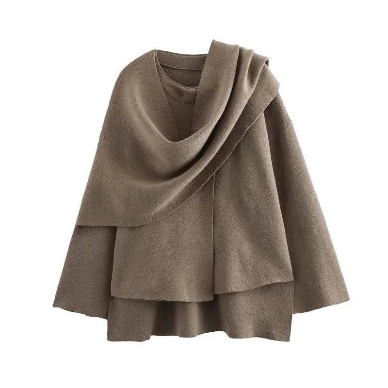 Asymmetric Scarf Padded Jacket