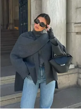 Asymmetric Scarf Padded Jacket