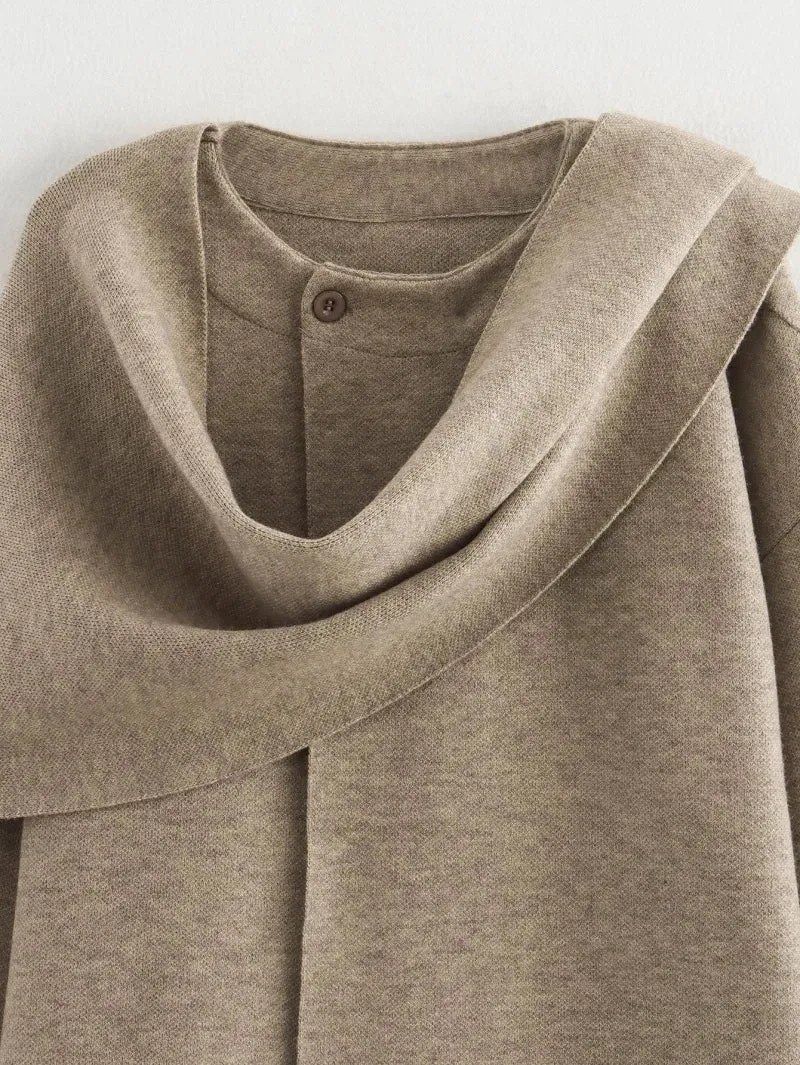 Asymmetric Scarf Padded Jacket