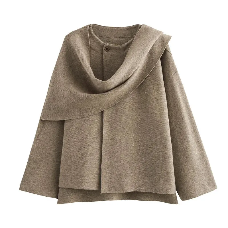 Asymmetric Scarf Padded Jacket