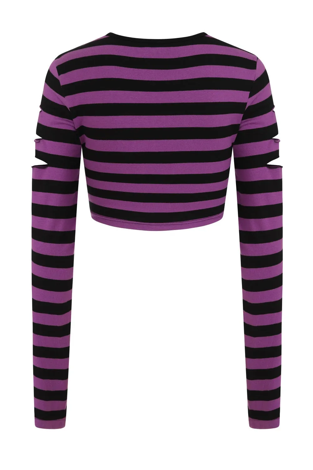 Banned Alternative Chantrea Stripe Rip Long Sleeve Crop Top