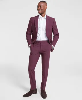 Bar Iii Mens Slim fit Dress Pants 31 / 30 Red Solid Stretch