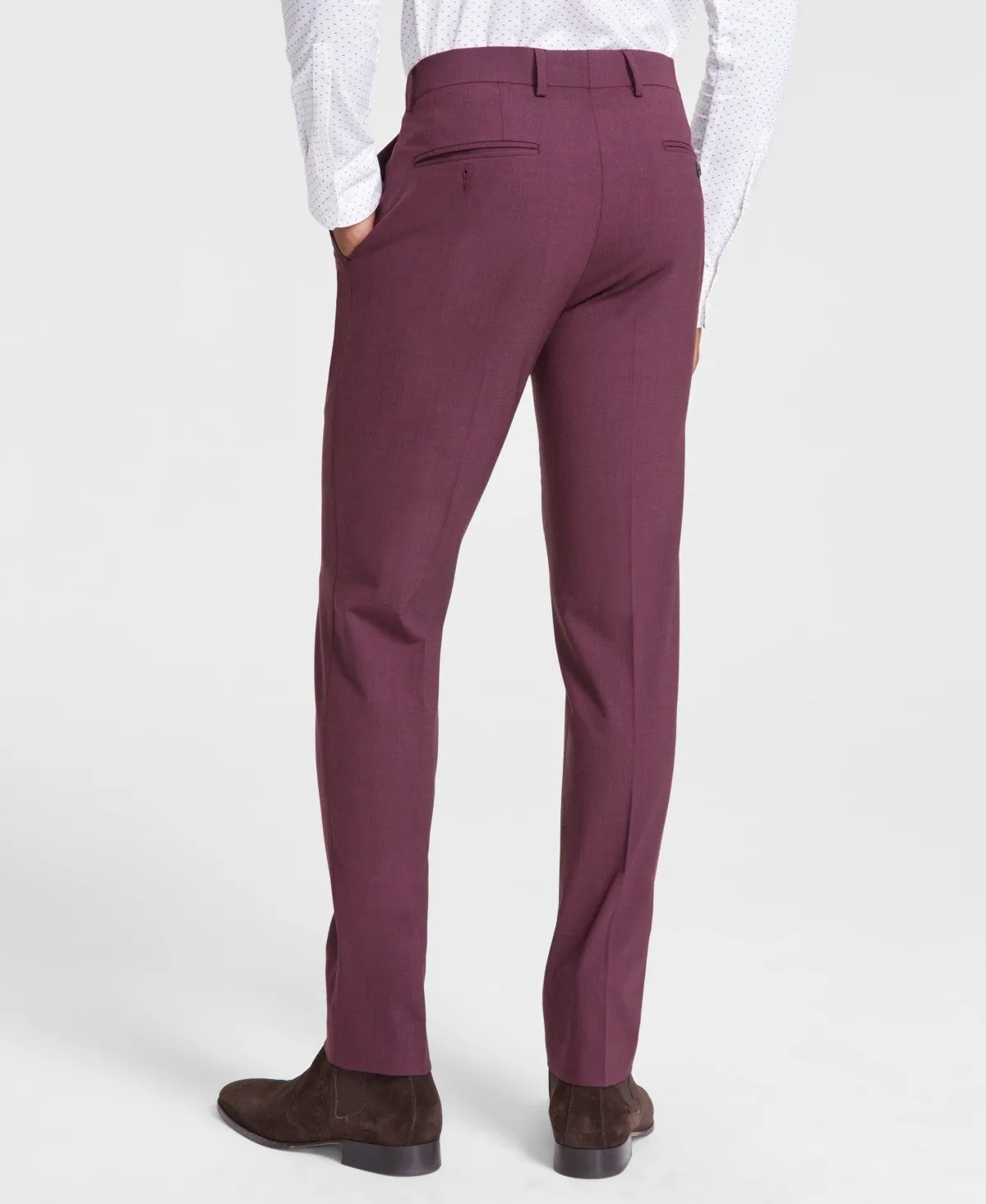 Bar Iii Mens Slim fit Dress Pants 31 / 30 Red Solid Stretch