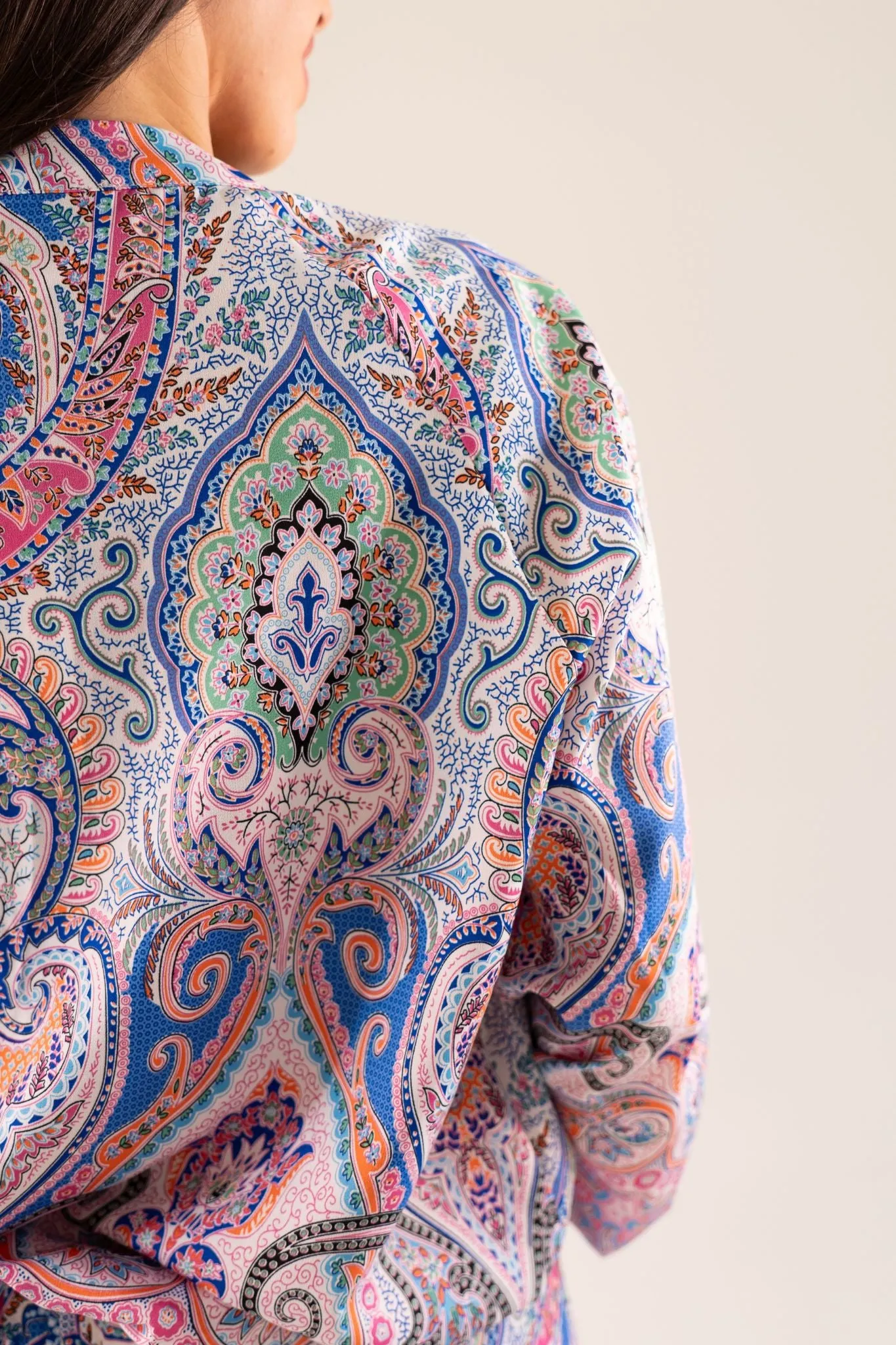 Becca Printed Bomber Jacket In Blue Mix