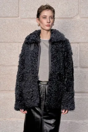Bianca Women’s Reversible Shearling Jacket - Gray