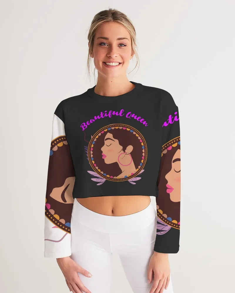 Black Beautiful queen Women's Cropped Sweatshirt