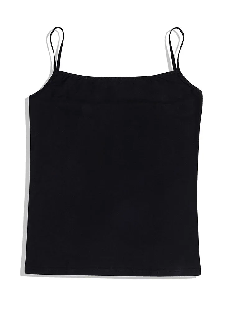 Black Square Neck Slim Fit Top