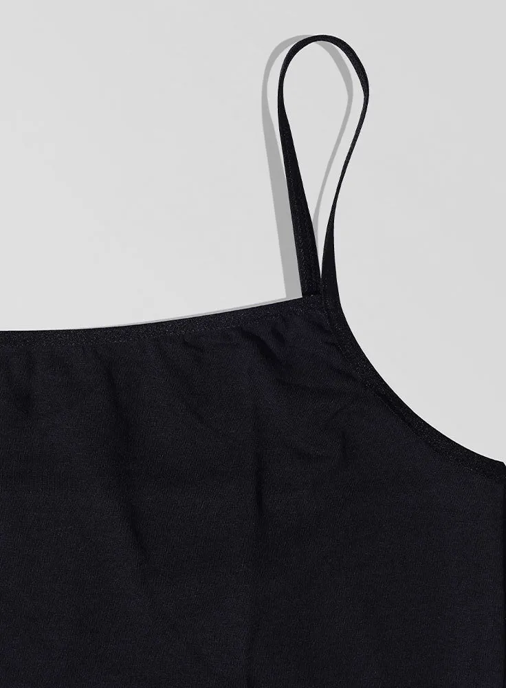 Black Square Neck Slim Fit Top