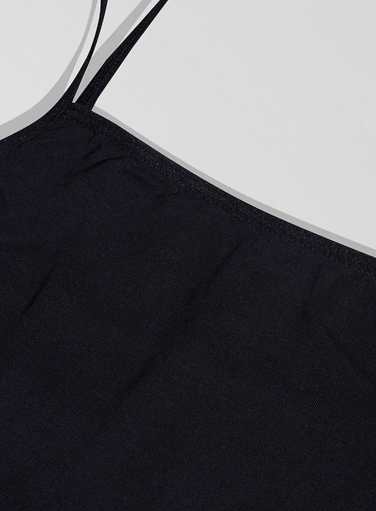 Black Square Neck Slim Fit Top