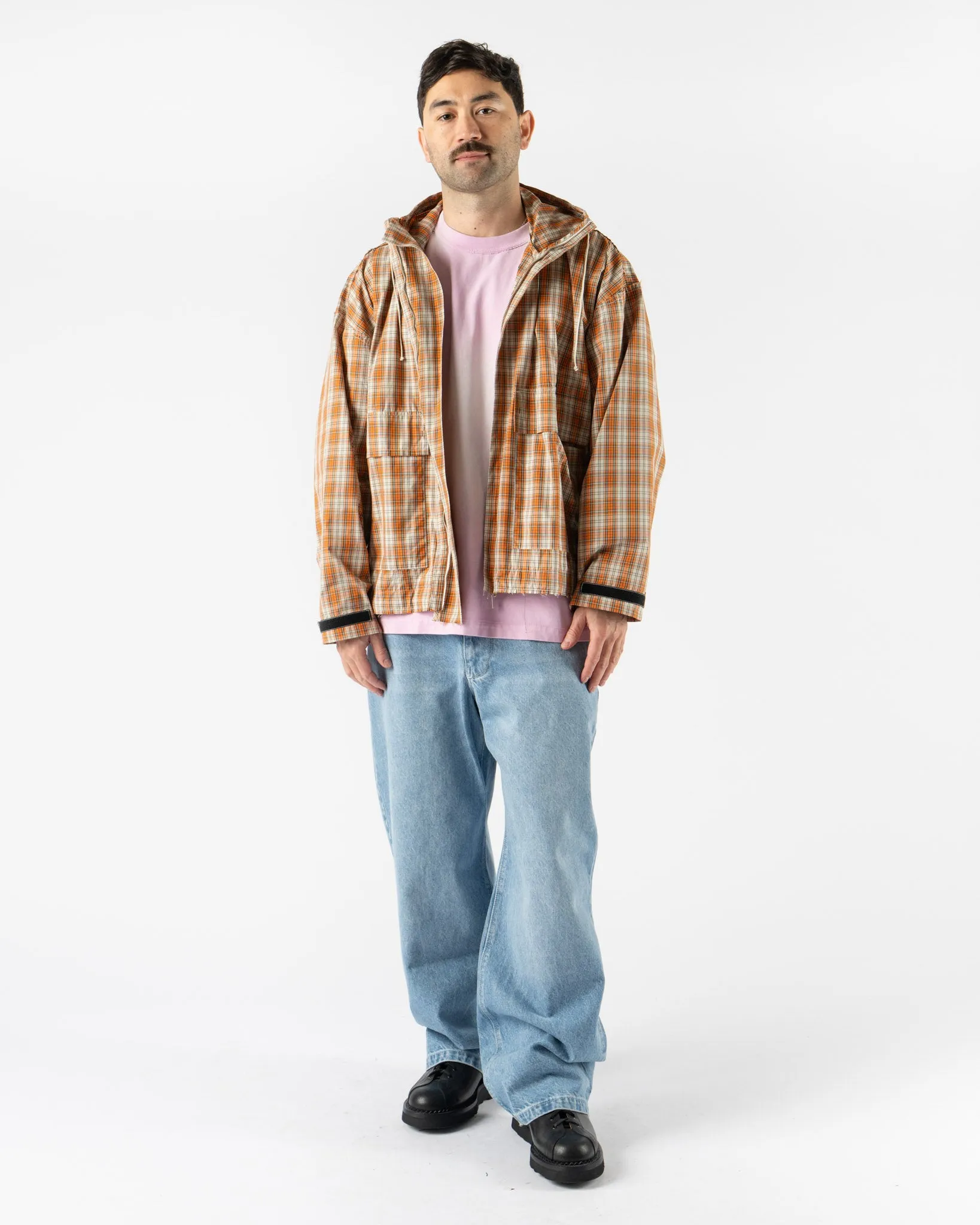 Camiel Fortgens Cropped Outdoor Jacket in Orange/Brown Check