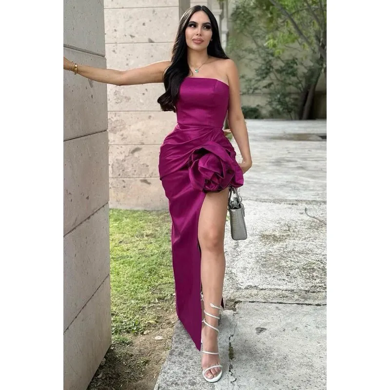 Classic & Timeless Off-Shoulder Long Sleeves Side Slit Sheath Party Prom Dress