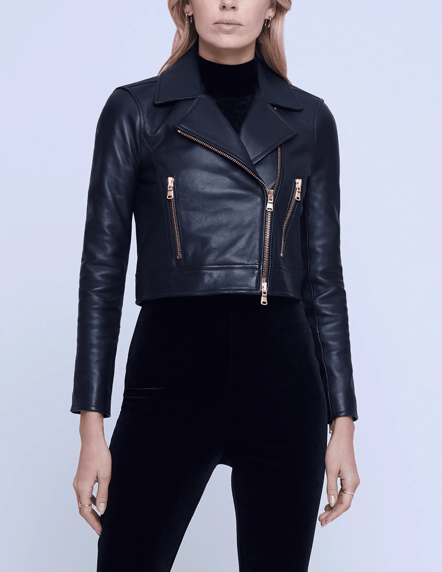 CORE-L'Agence Onna Cropped Biker Jacket