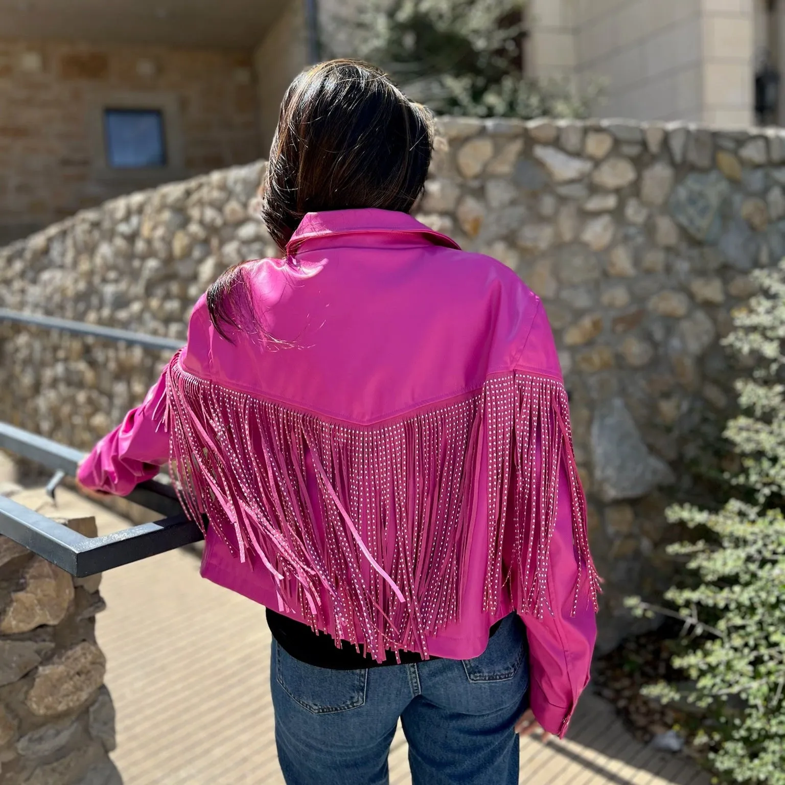 Country Sweetheart Studded Fringe Leather Jacket
