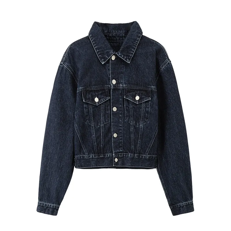 Cropped Dark Denim Jacket
