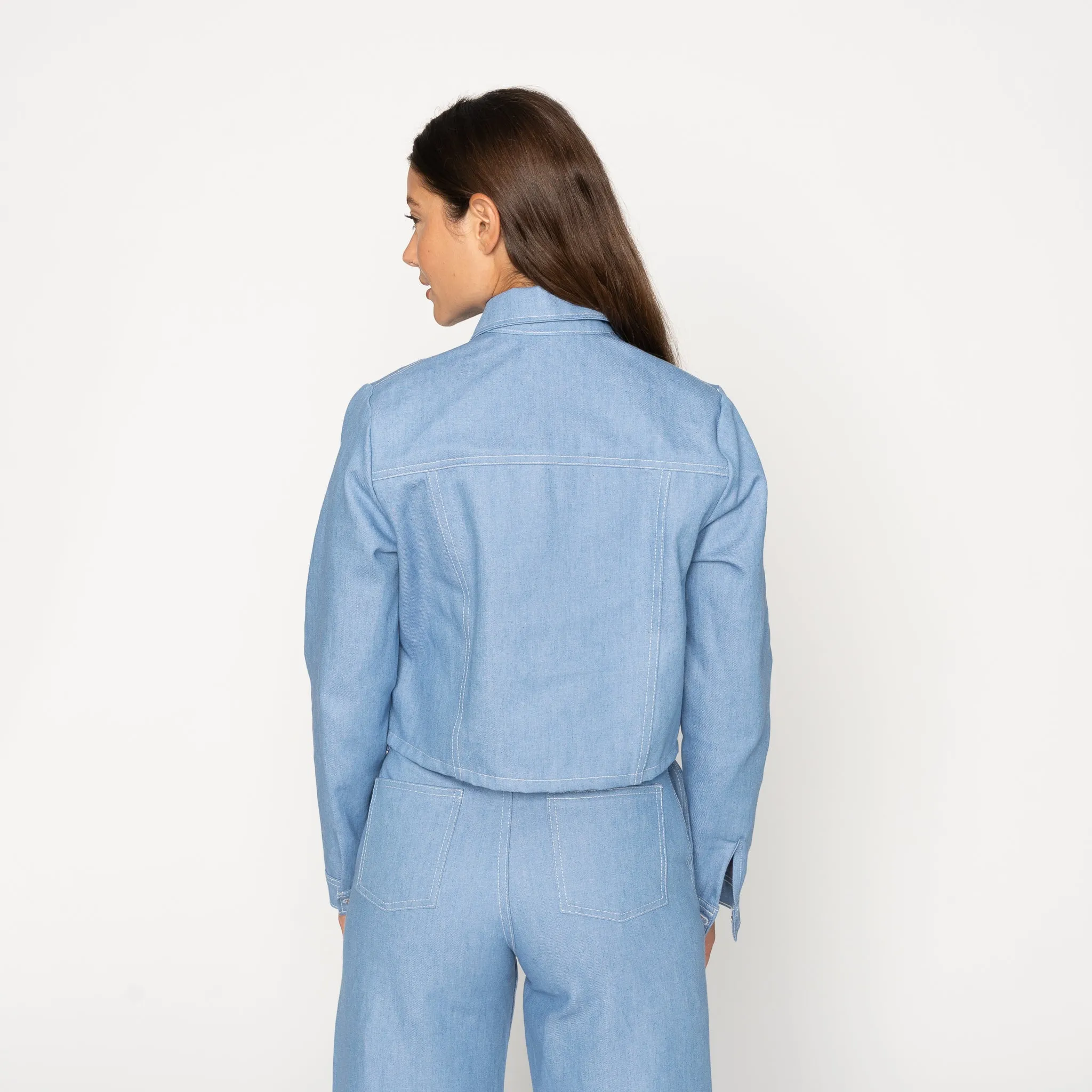 Cropped  Denim Jacket  - Sakura Sky