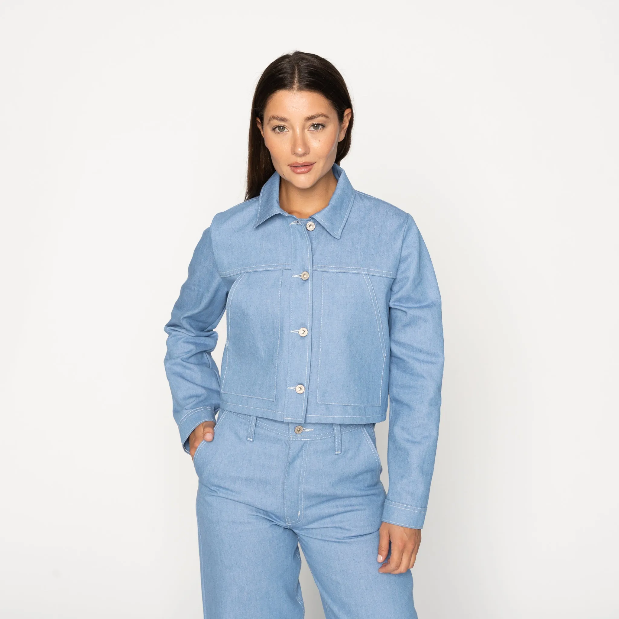 Cropped  Denim Jacket  - Sakura Sky