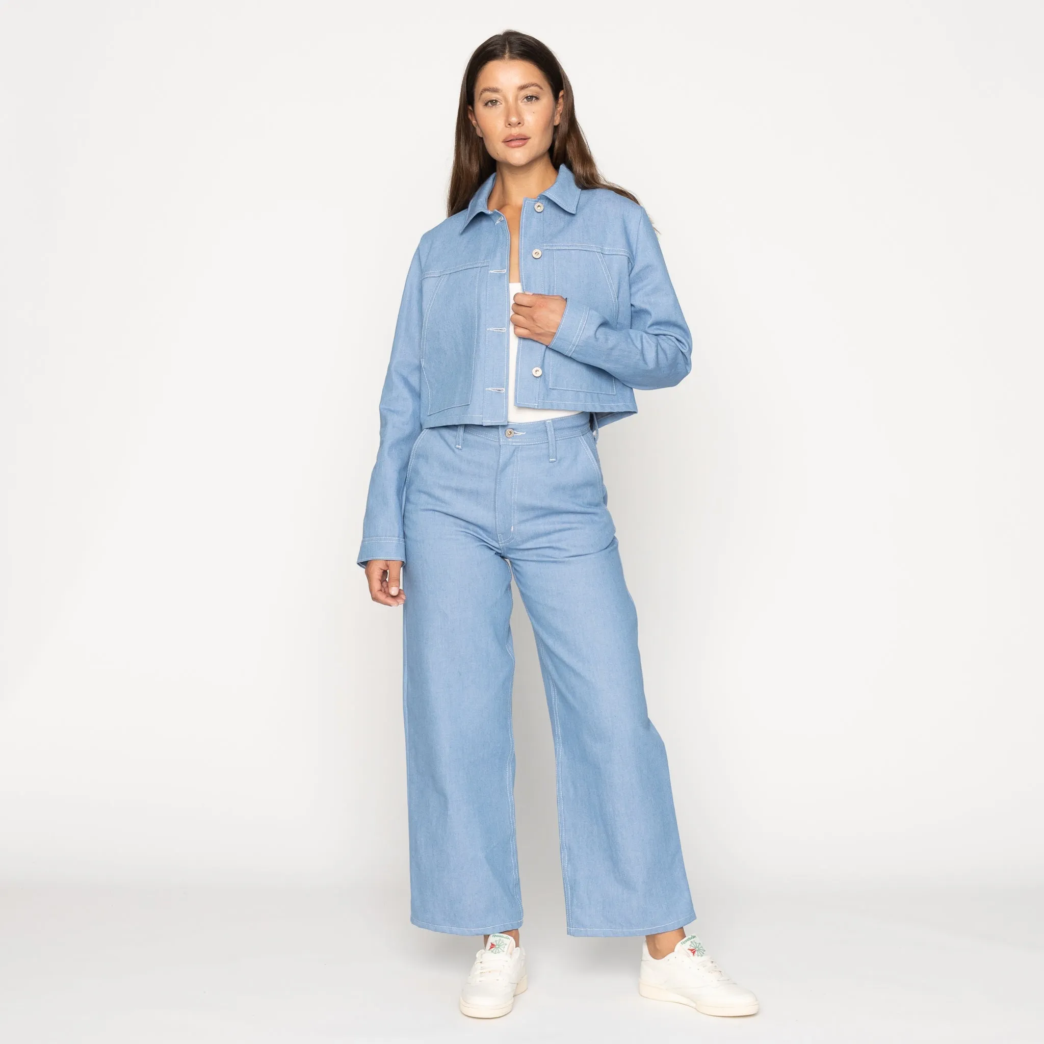 Cropped  Denim Jacket  - Sakura Sky