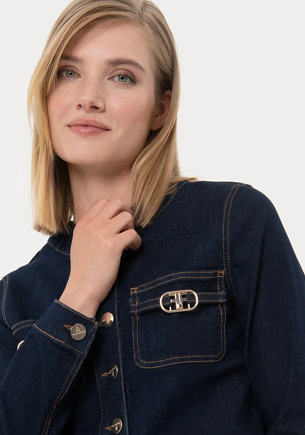 CROPPED DENIM RAW BLAZER BY FRACOMINA SPRING 25