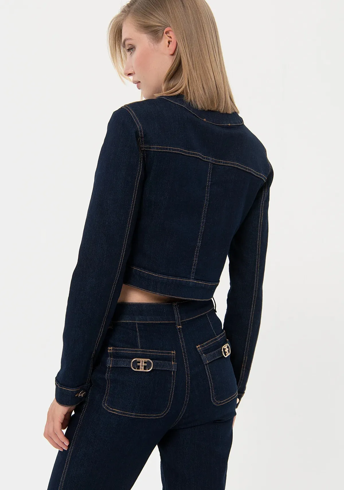 CROPPED DENIM RAW BLAZER BY FRACOMINA SPRING 25