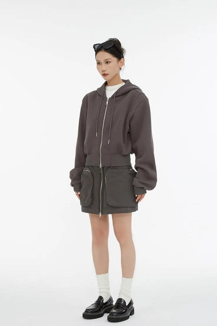 Cropped Double Zip Hoodie
