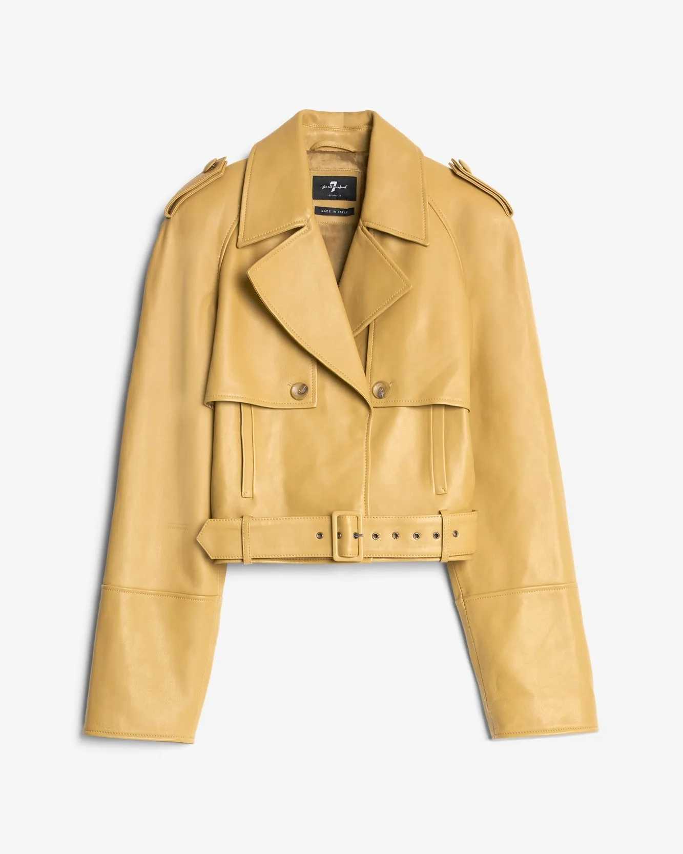 Cropped Leather Biker Jacket in Honey