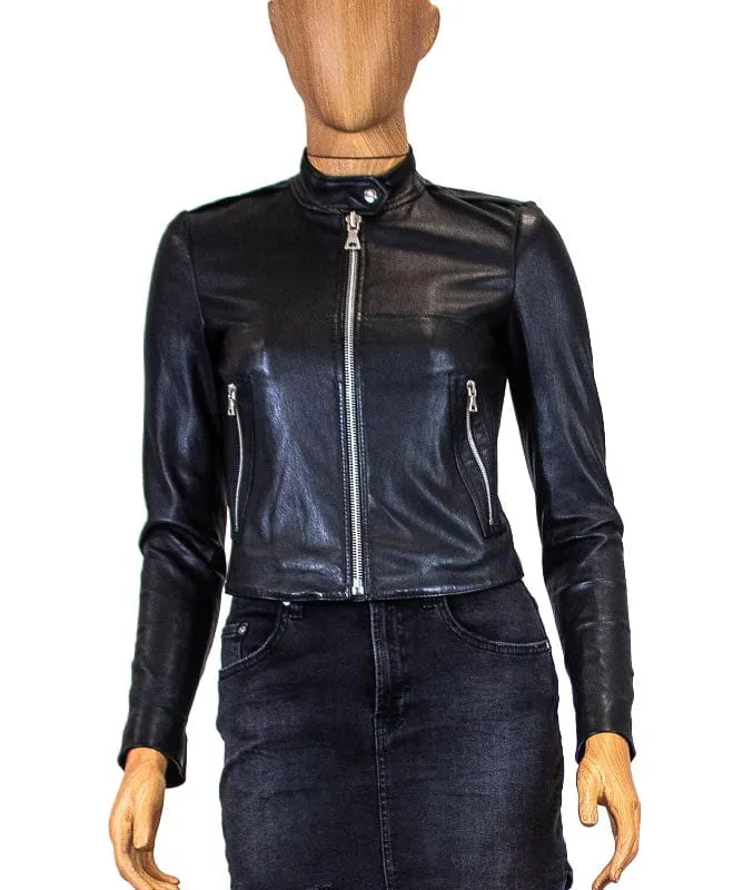 Cropped Leather Jacket