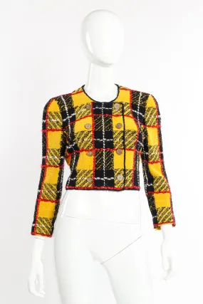 Cropped Plaid Bouclé Jacket