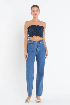 Cropped Top with Colorblock Binding