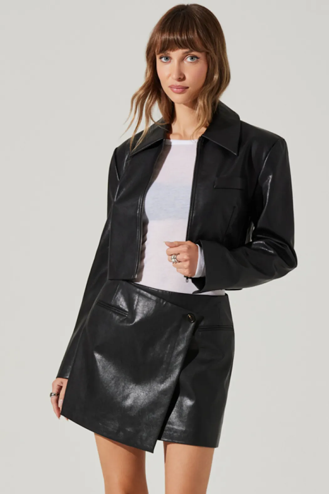 Cropped Vegan Leather Jacket