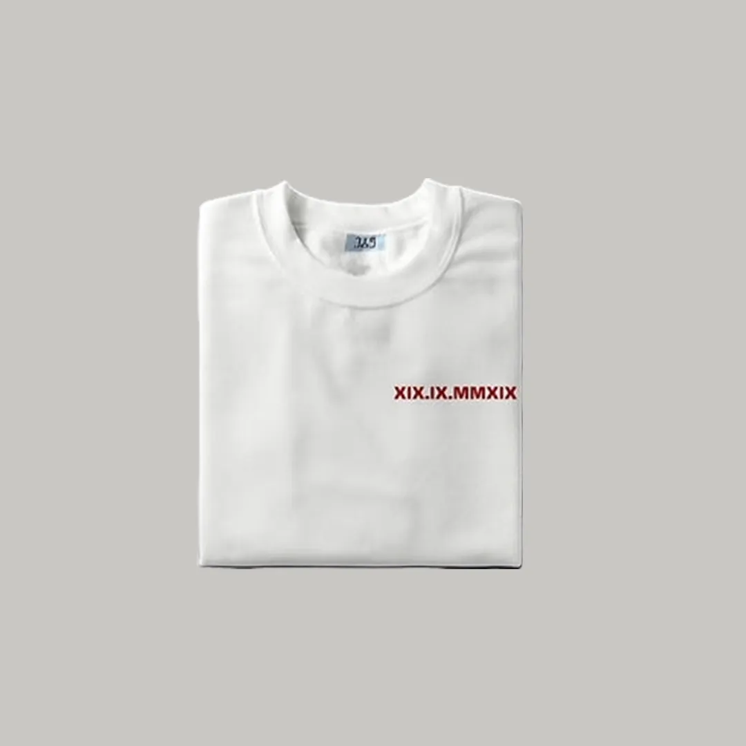 Date Printed round neck T-Shirt custom