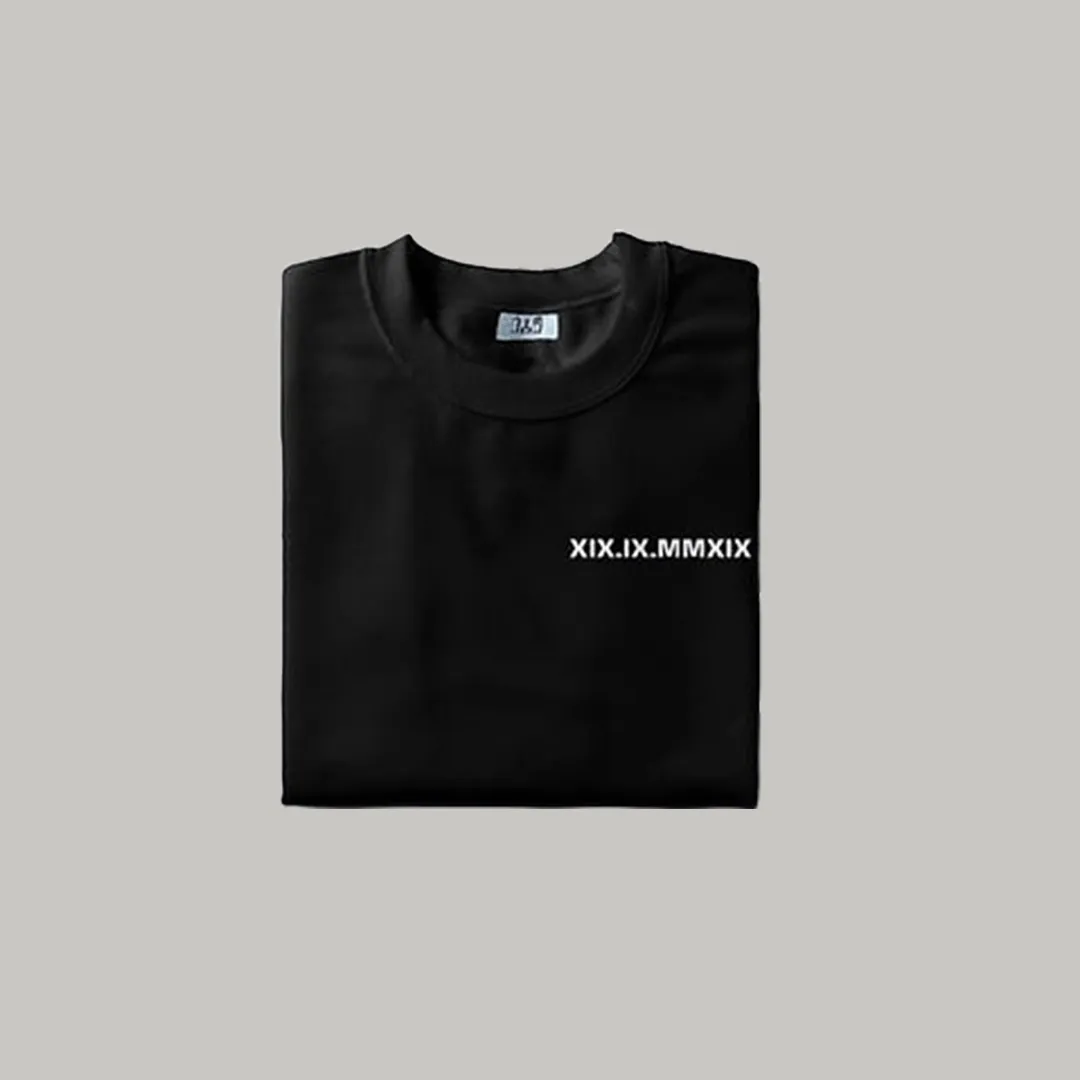 Date Printed round neck T-Shirt custom