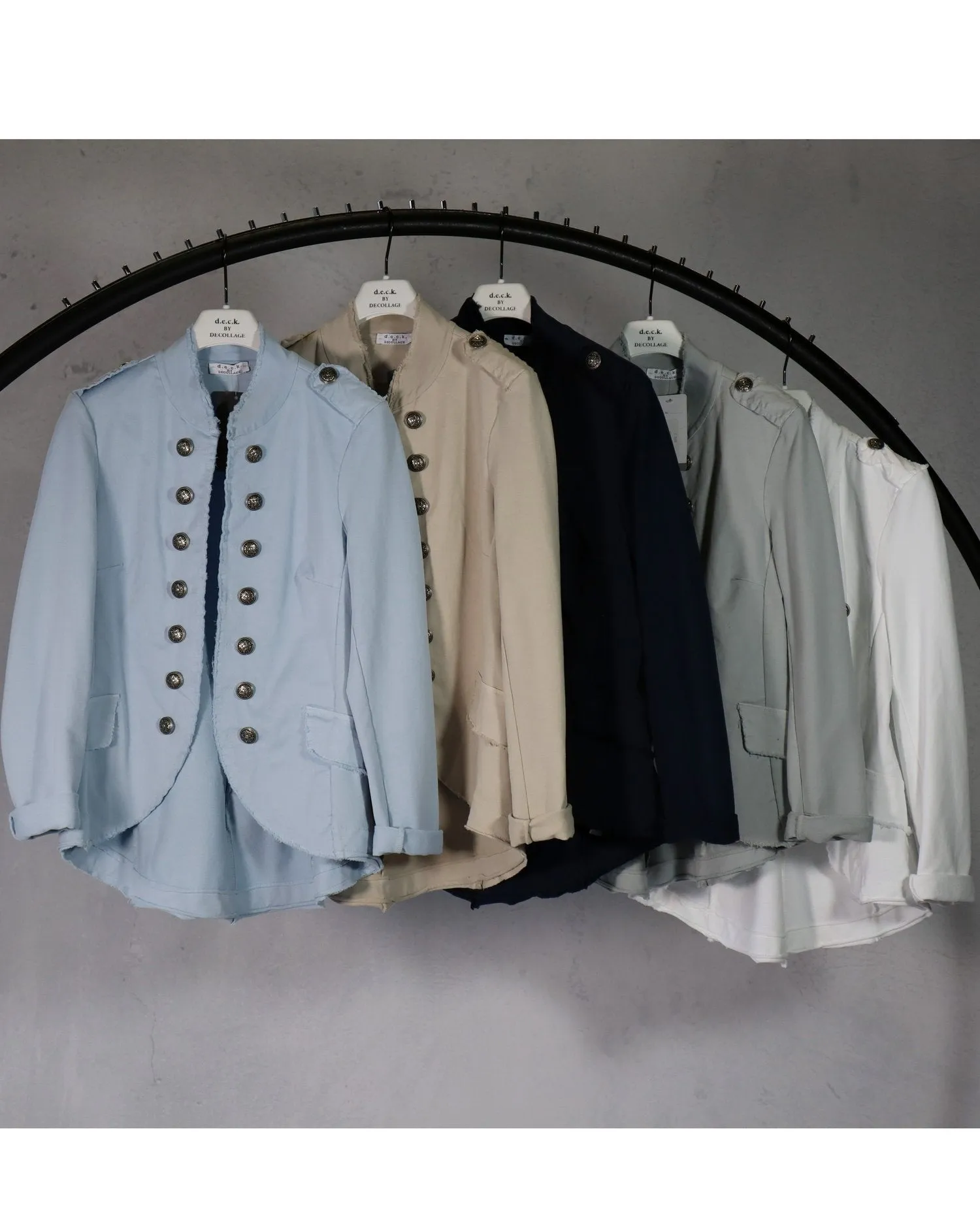 D.E.C.K By Decollage 522218 New Napolean Military Style Stretchy Shorter Jacket (8 Colours)