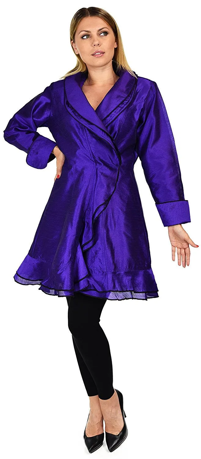 Designer Jacket, Poly Silk Jacket, Women Jacket, Dupioni Silk Blazer Jacket | Regular & Plus Sizes