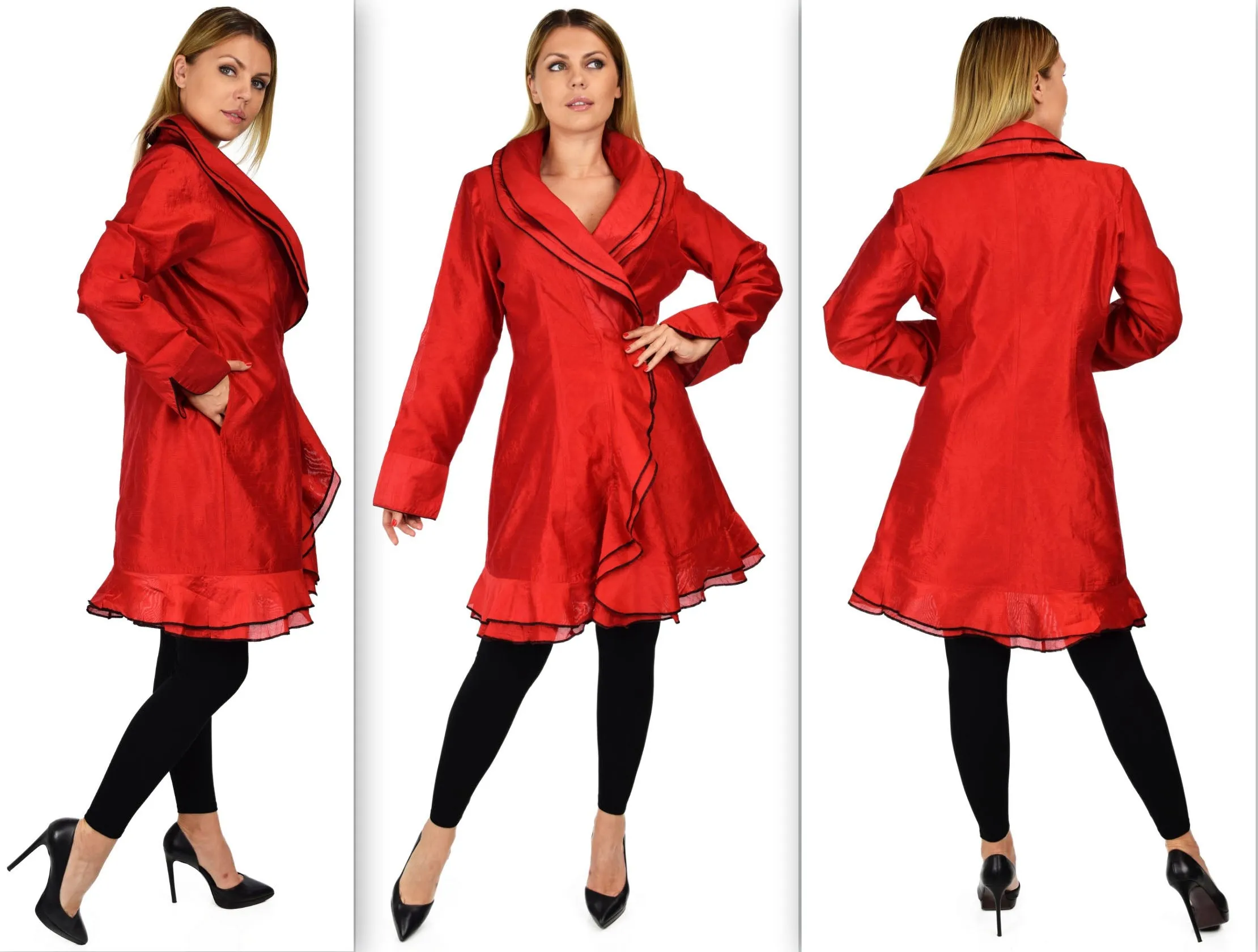 Designer Jacket, Poly Silk Jacket, Women Jacket, Dupioni Silk Blazer Jacket | Regular & Plus Sizes