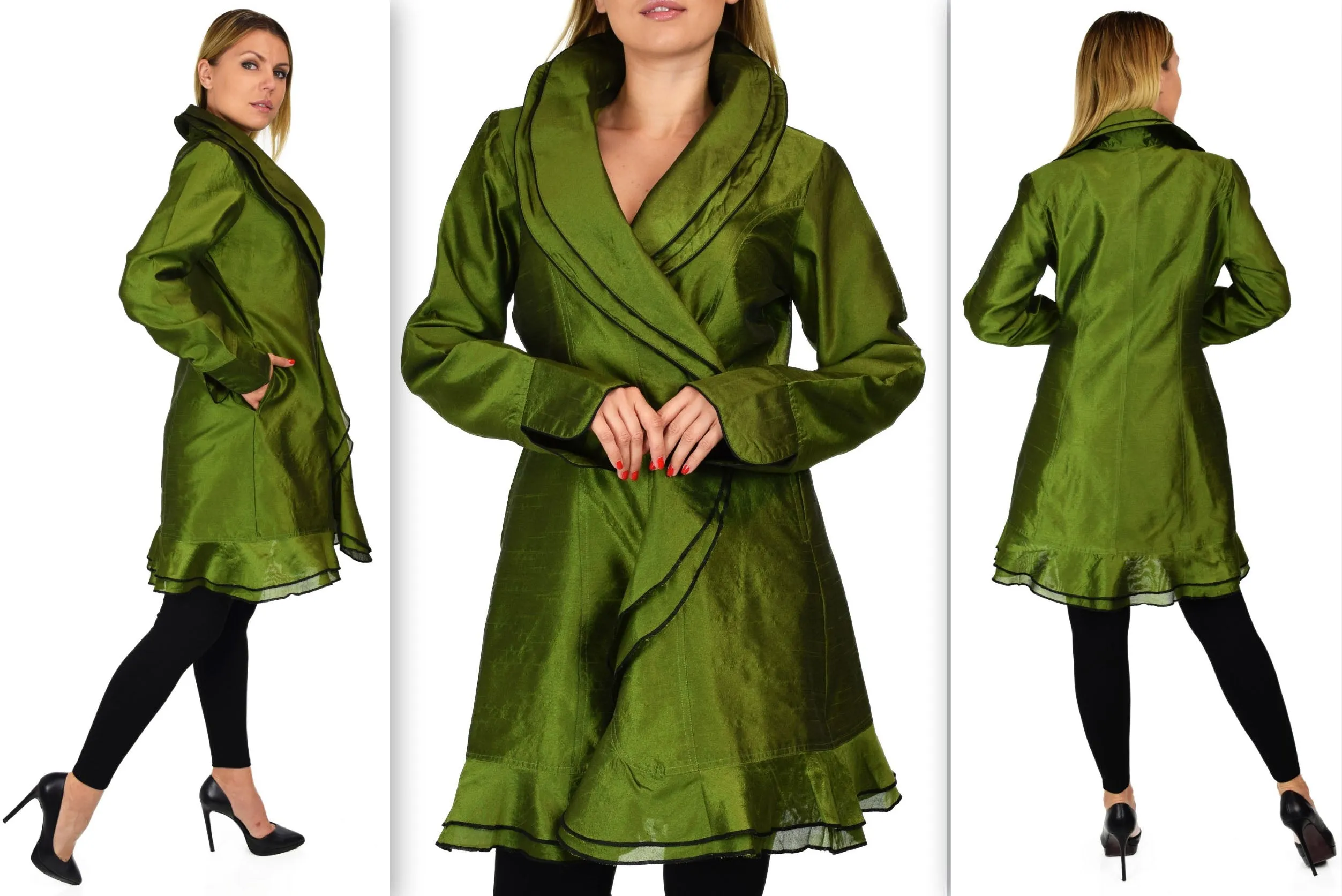 Designer Jacket, Poly Silk Jacket, Women Jacket, Dupioni Silk Blazer Jacket | Regular & Plus Sizes